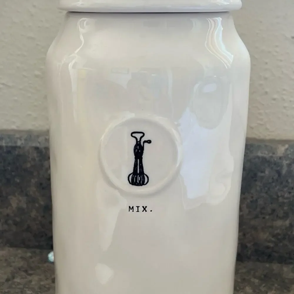 RAE DUNN Ivory Ceramic Canister 10 .5” x 4.5